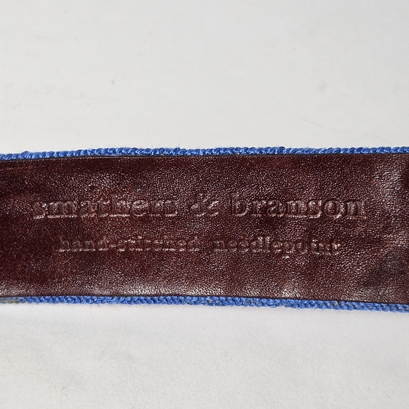 Smathers & Branson Needlepoint Women Sz L Starfish Blue Belt Cinch Slider Golf - Picture 5 of 7